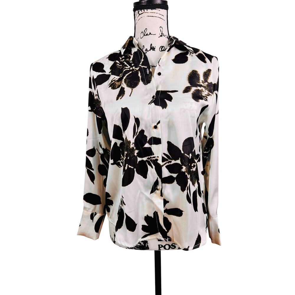 Industry Republic black Ivory Shirt Silky Lite Wgt Blouse Soft size XS  business